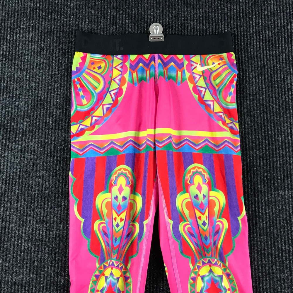 Nike Dri-FIT Womens Small Pink Psychedelic Geometric Print Athletic Leggings - Picture 2 of 9